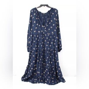 Madewell Midi Dress Womens 2XL V-Neck Flutter Sleeve Challis Swingy Fit Floral